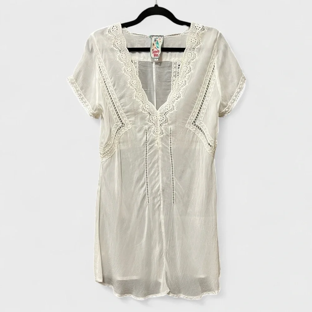 Johnny Was White Eyelet Lace Detail Tunic. Women’s Size Small - Picture 1 of 9